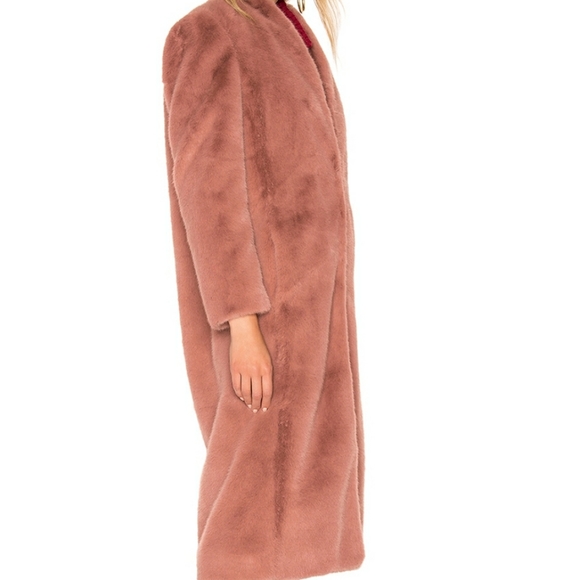 Rose Gold Faux Fur Long Coat - Picture 2 of 3